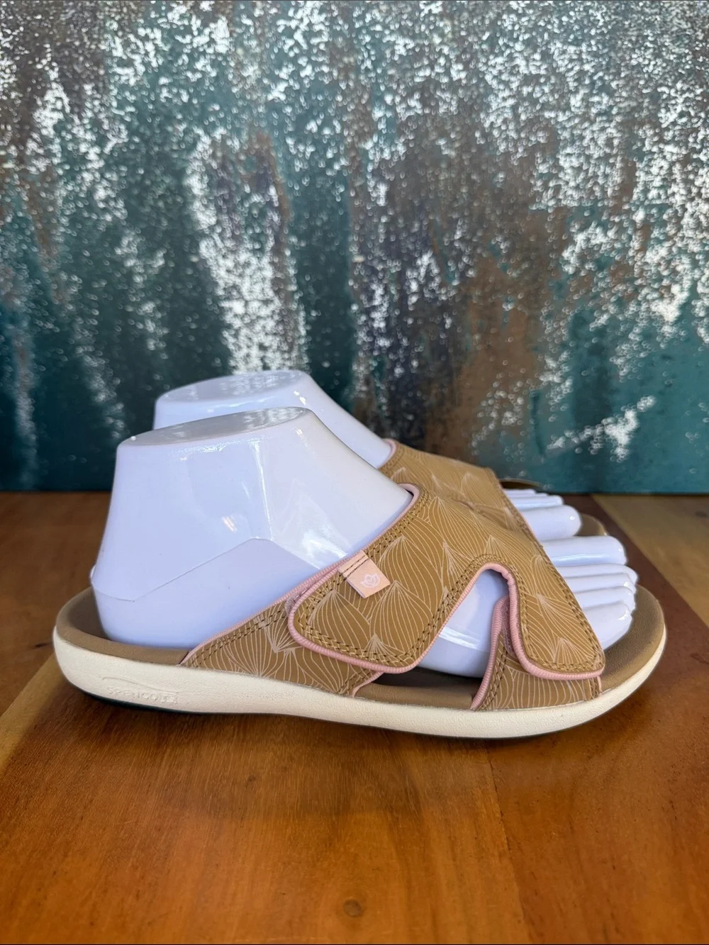 Spenco Comfort Tan/Pink Kholo Wave Orthotic Slide Sandals NWT